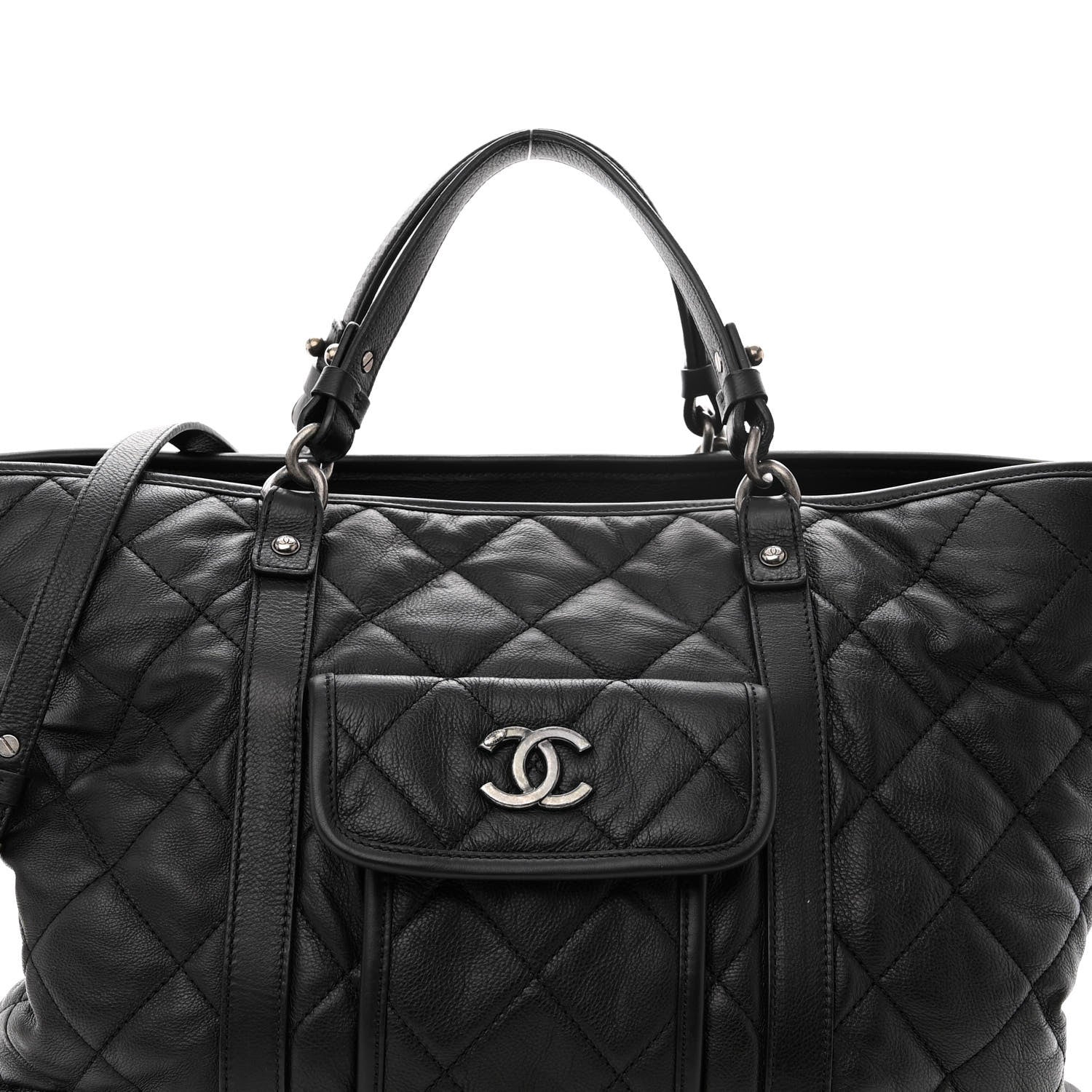 Chanel Calfskin Quilted Casual Riviera Tote Black 7 of 11