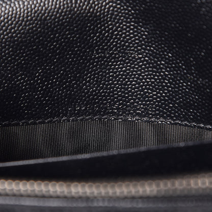 Saint Laurent Grain De Poudre Matelasse Chevron Monogram Envelope Chain Wallet Black 8 of 9