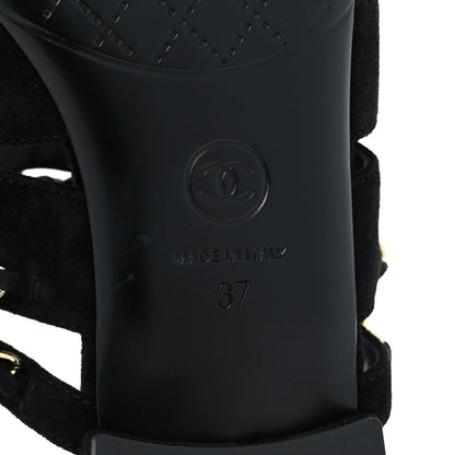Chanel Suede Chain Mule Sandals 37 Black 6 of 8