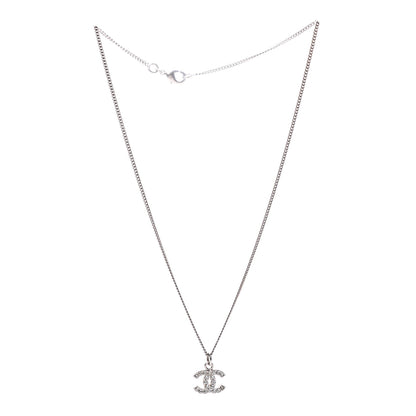 Chanel Crystal Timeless CC Necklace Silver 3 of 5