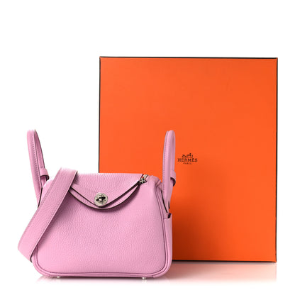 Hermes Taurillon Clemence Mini Lindy 20 Mauve Sylvestre 14 of 14