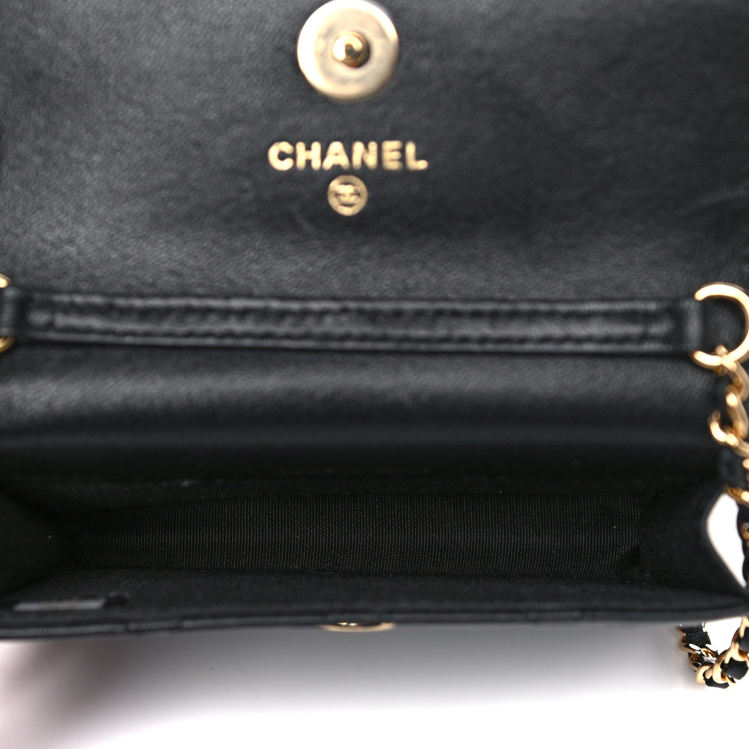 Chanel Lambskin Quilted Zirconium Clutch With Chain Black 5 of 14