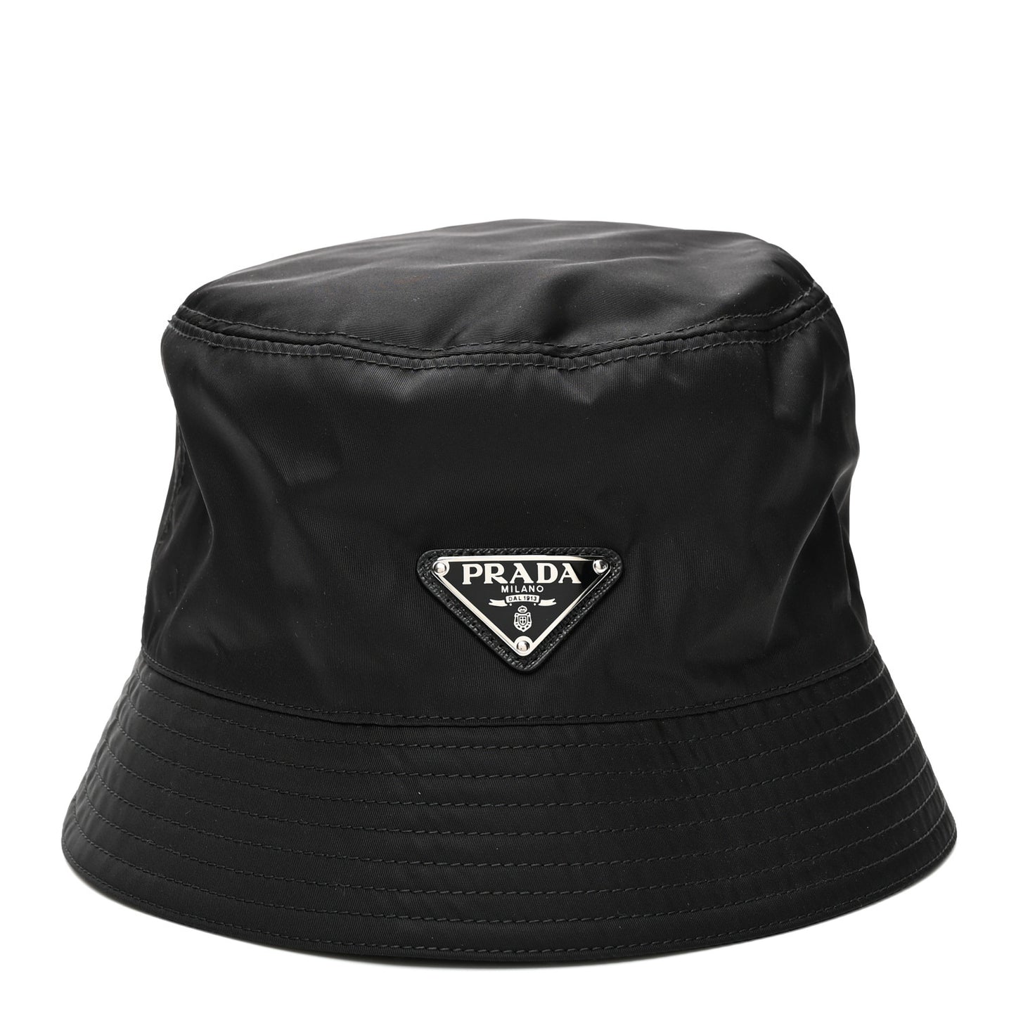 Re-Nylon Metal Triangle Logo Womens Bucket Hat M Black