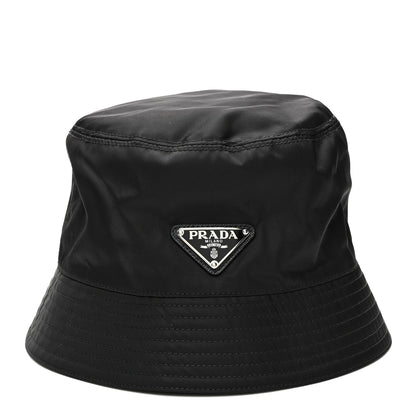 Prada Re-Nylon Metal Triangle Logo Womens Bucket Hat M Black 1 of 7