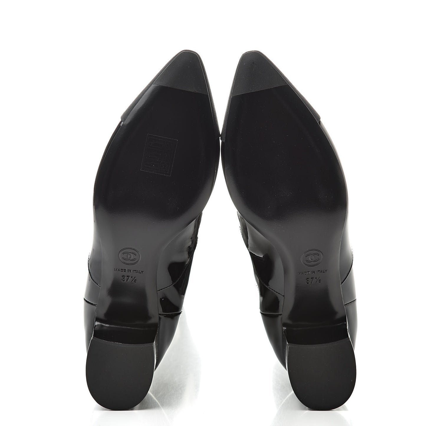 Patent Calfskin Grosgrain Cap Toe High Boots 37.5 Black