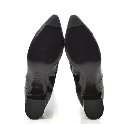 Chanel Patent Calfskin Grosgrain Cap Toe High Boots 37.5 Black 6 of 8
