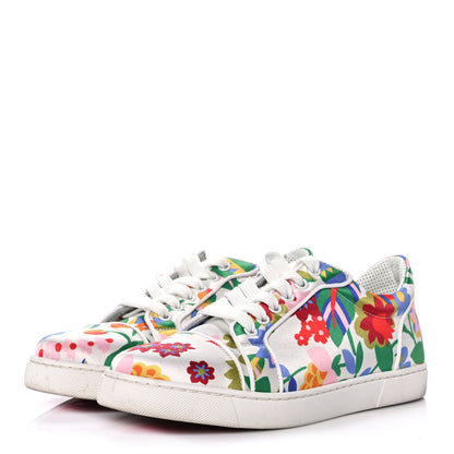 Christian Louboutin Calfskin Patent Satin Crepe Sneakers 38.5 White Multicolor 3 of 8