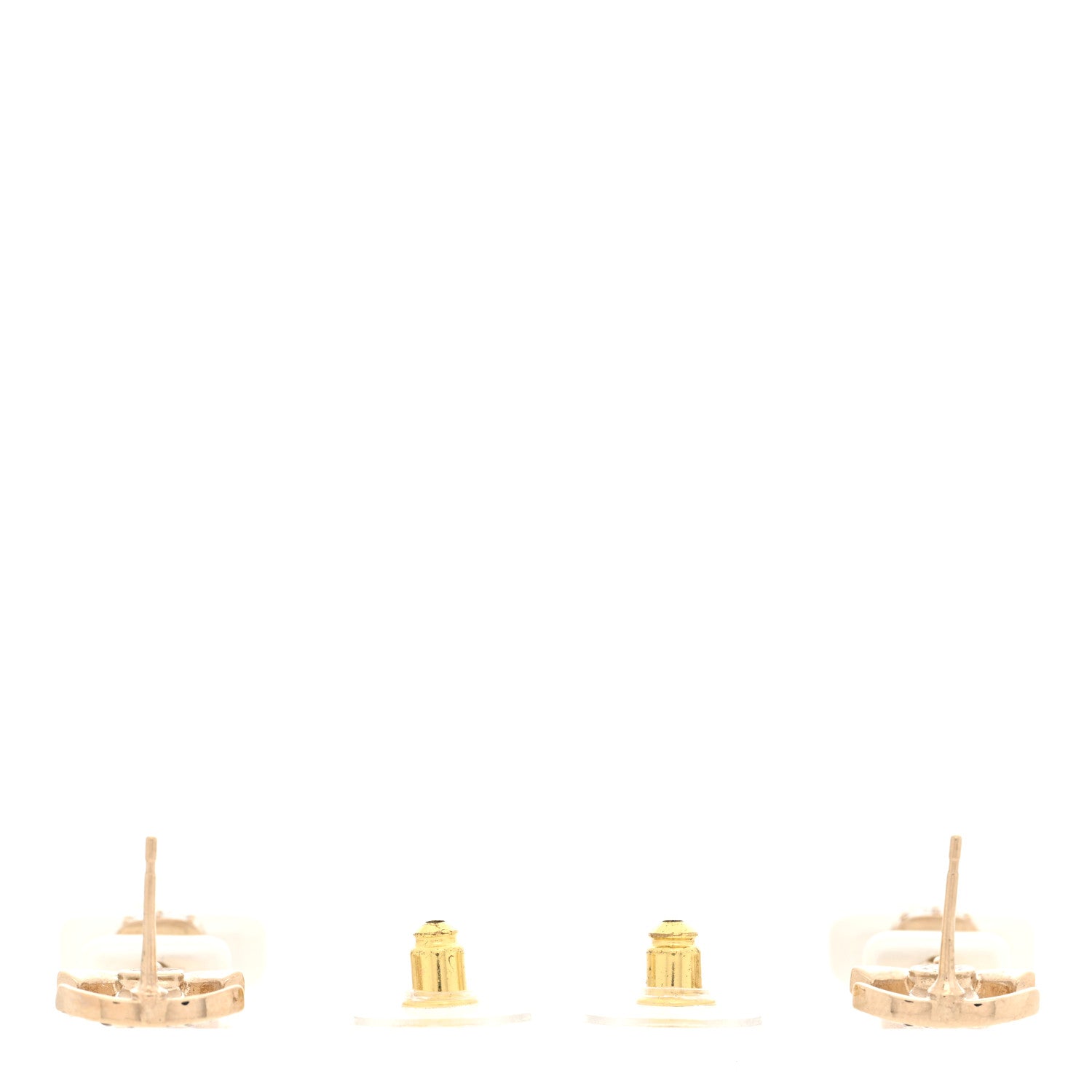 Chanel Pearl Resin Crystal CC No 5 Perfume Bottle Drop Earrings Gold Pearly White 3 of 4