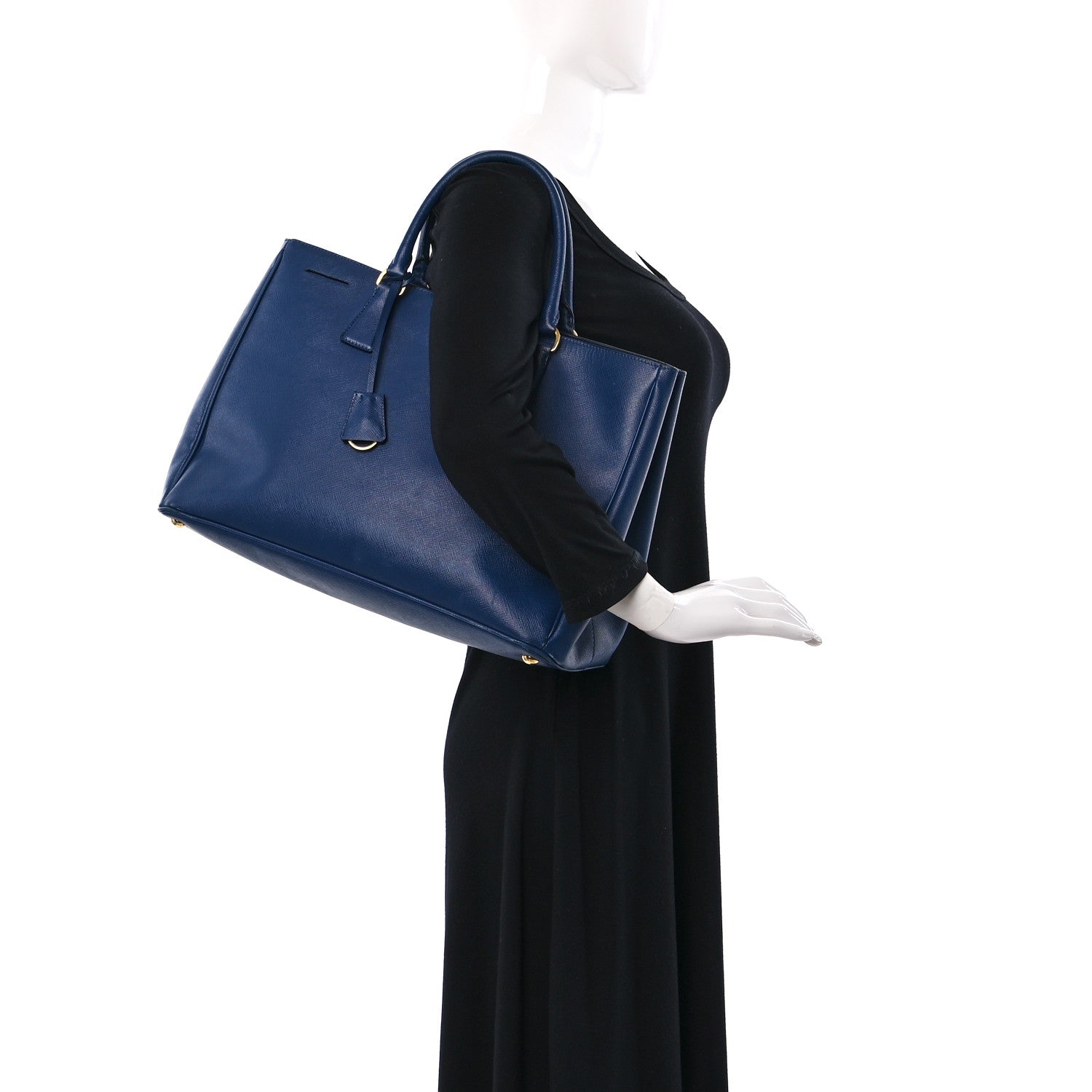 Prada Saffiano Lux Large Tote Bluette 2 of 9