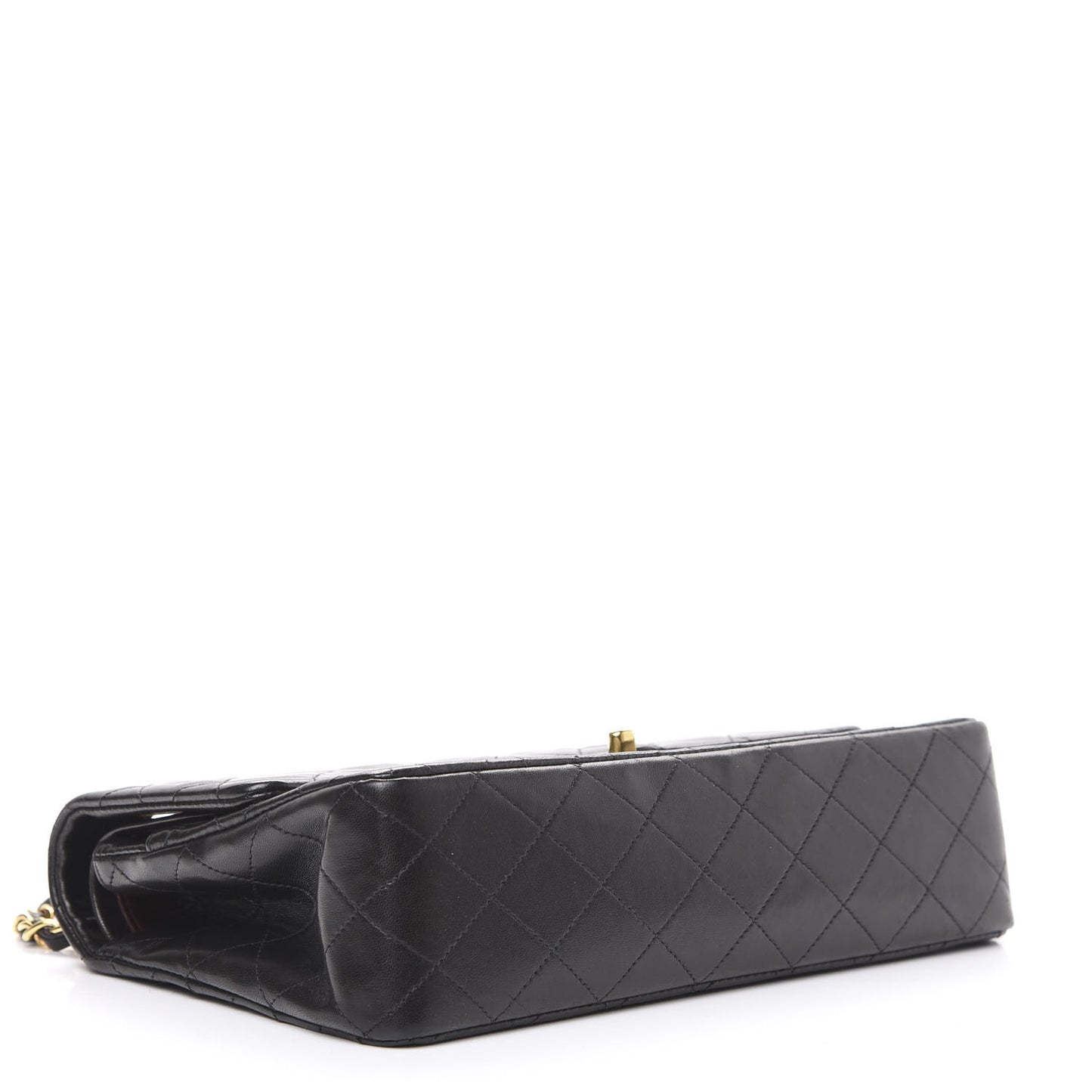 Lambskin Quilted Medium Double Flap Black