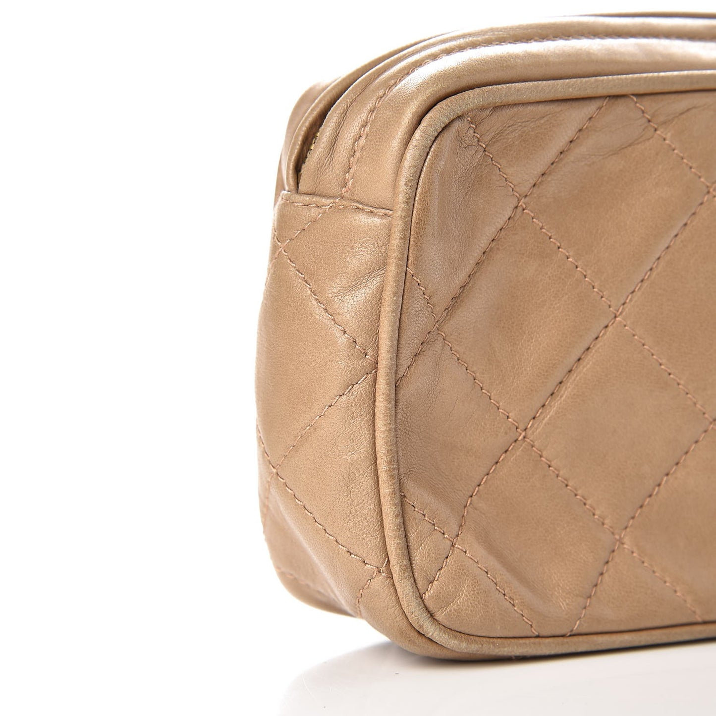Lambskin Quilted Camera Case Beige