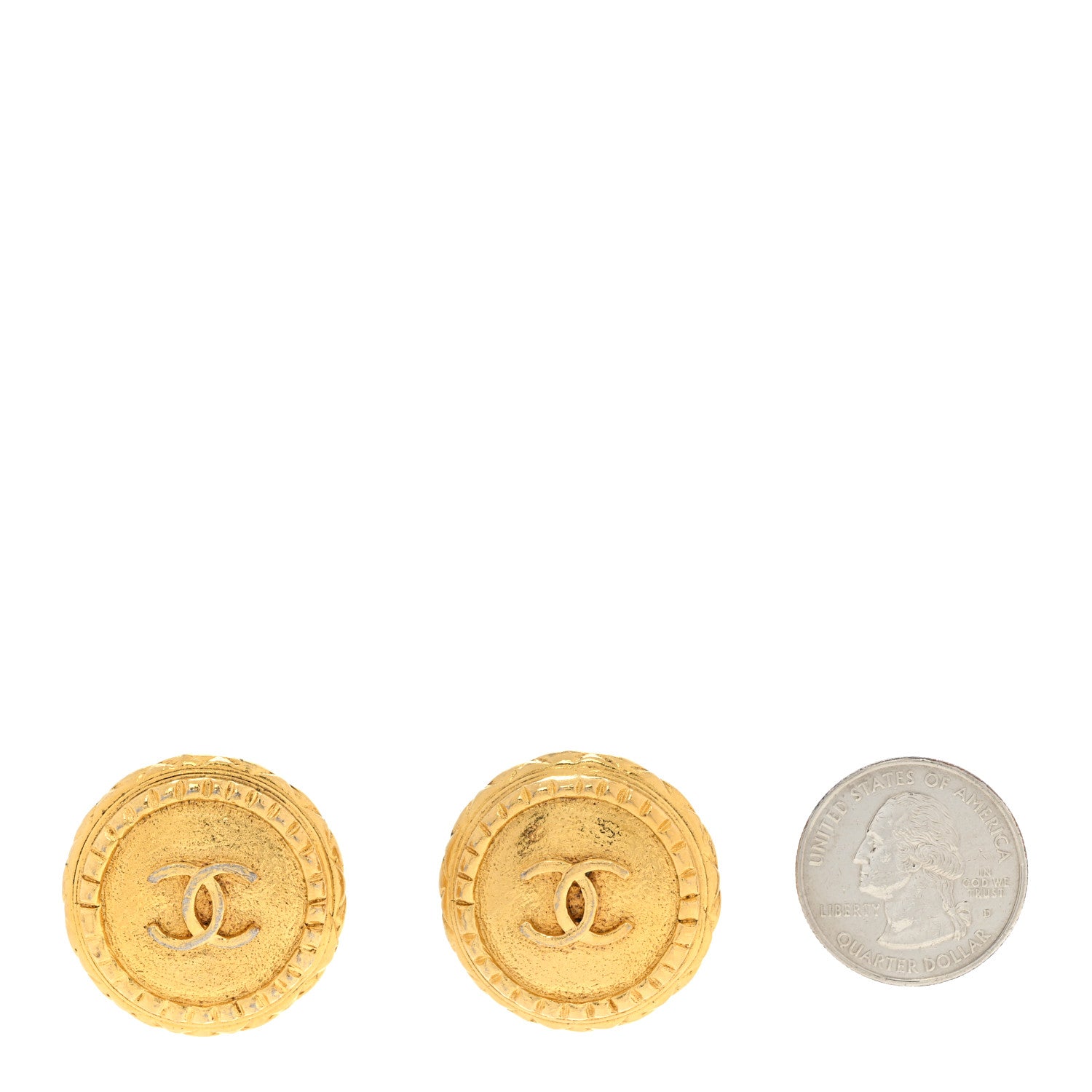 Chanel CC Button Clip On Earrings Gold 2 of 6