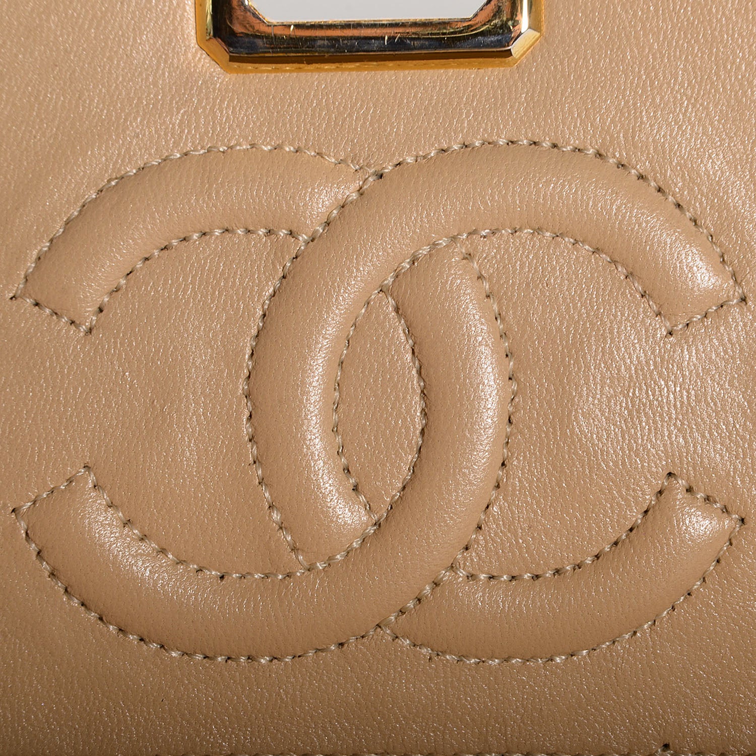 Chanel Lambskin Quilted Trapezoid Shoulder Flap Bag Beige White 6 of 10