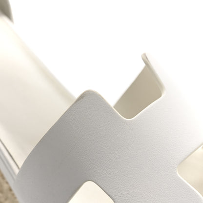 Hermes Goatskin Elda Espadrille Wedge Sandals 35 White 10 of 14
