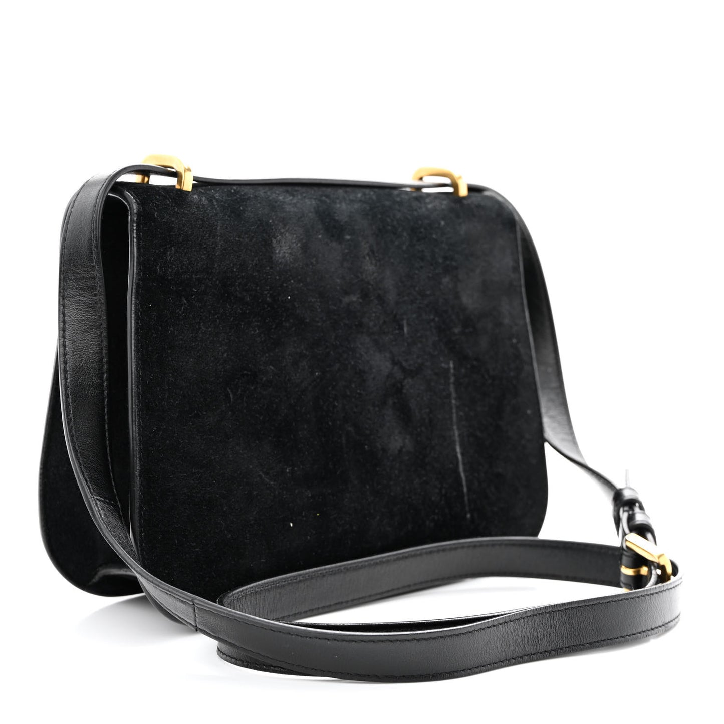 Suede Small Spontini Saddle Bag Black