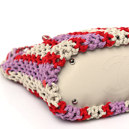 Chanel Lambskin Mixed Fibers Large Shopping Bag Red Purple White 10 of 11