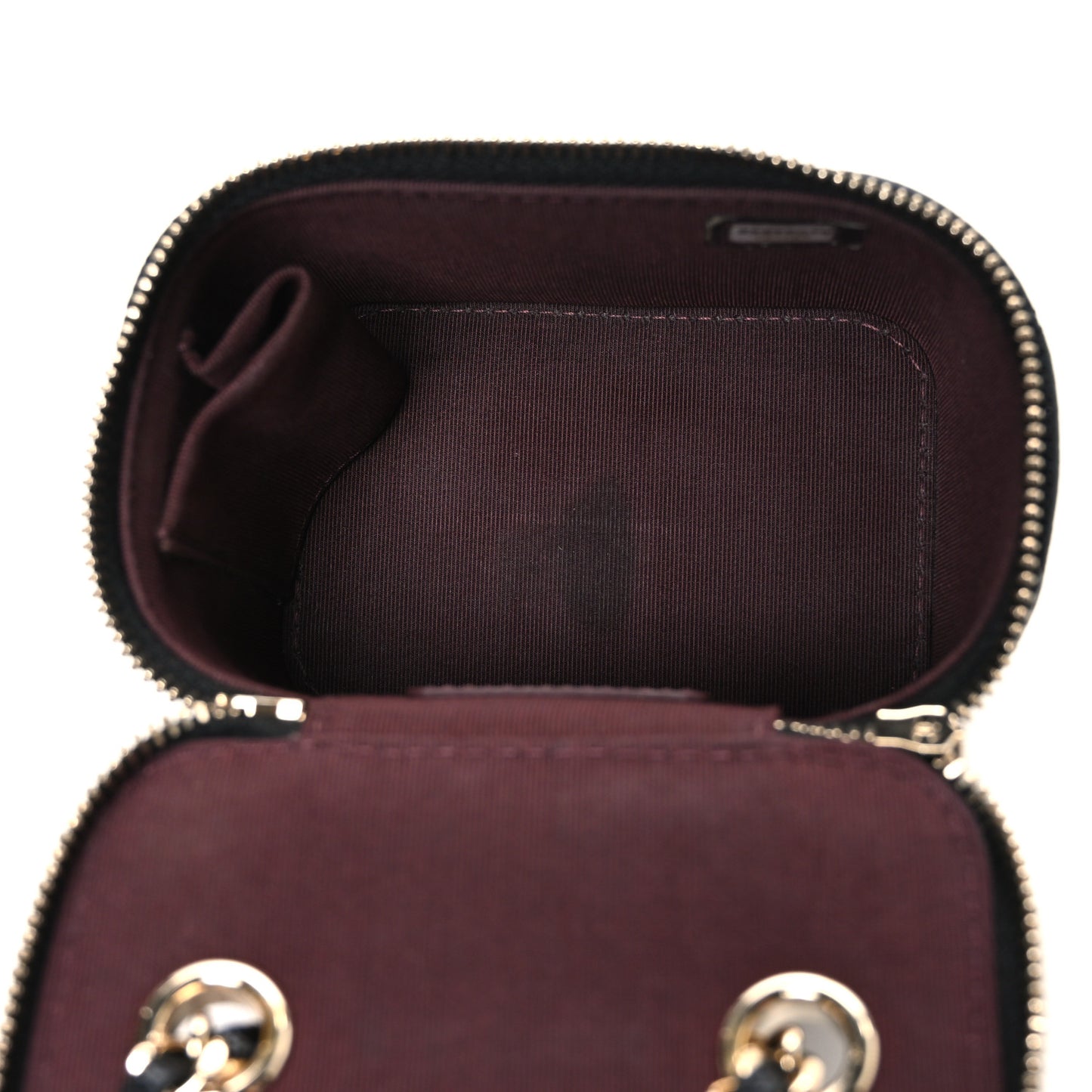Caviar Quilted Mini Vanity Case With Chain Black