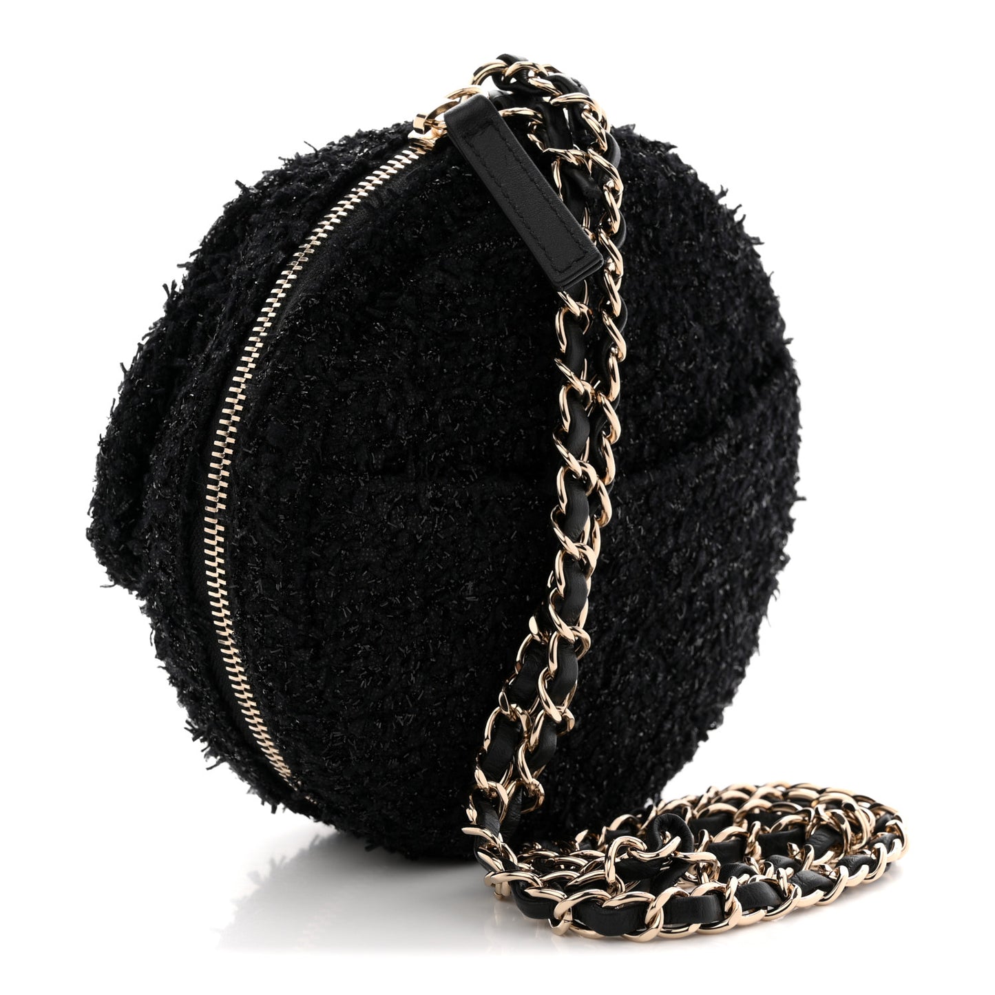 Tweed Coco Beach Barrel Shoulder Bag Black