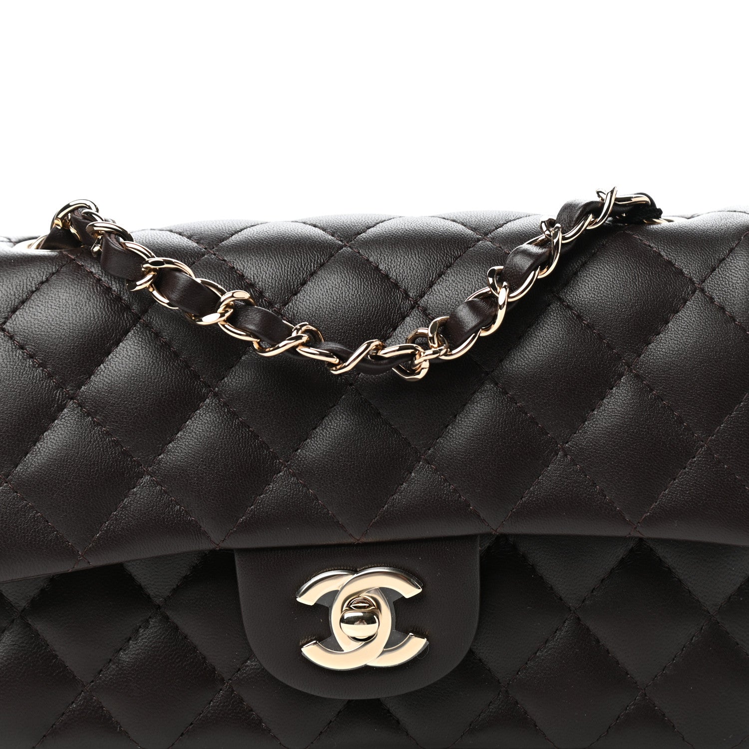 Chanel Lambskin Quilted Mini Rectangular Flap Dark Brown 10 of 11