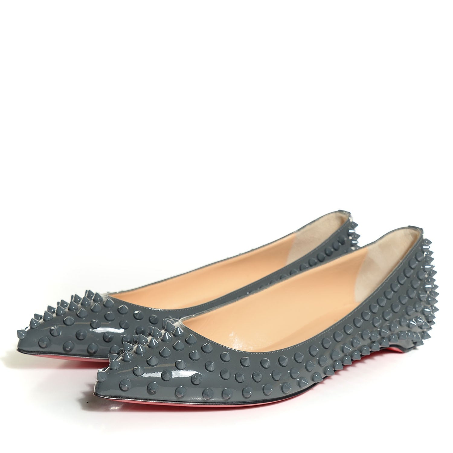 Christian Louboutin Patent Pigalle Spikes Flats 39 Grey 3 of 7