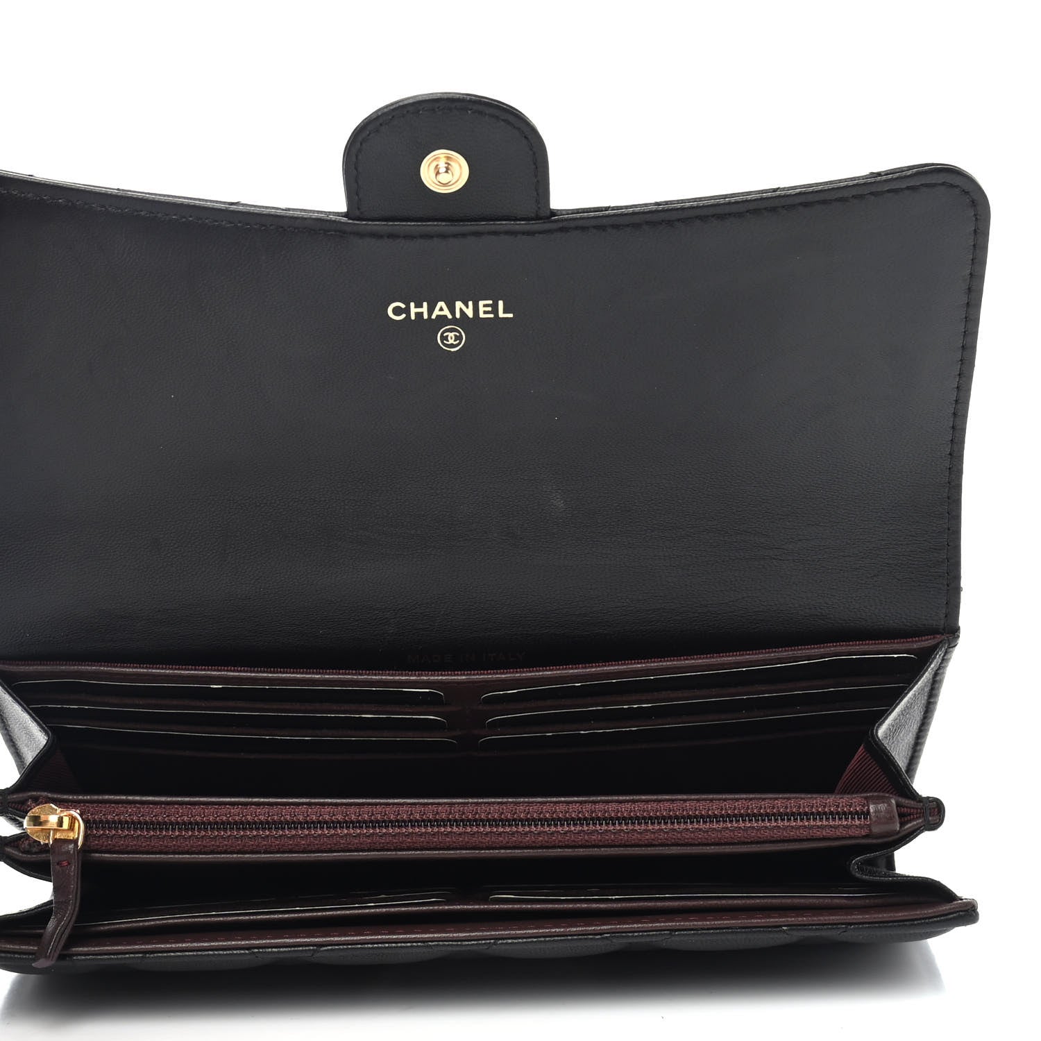 Chanel Lambskin Quilted Large Gusset Flap Wallet Black 4 of 4