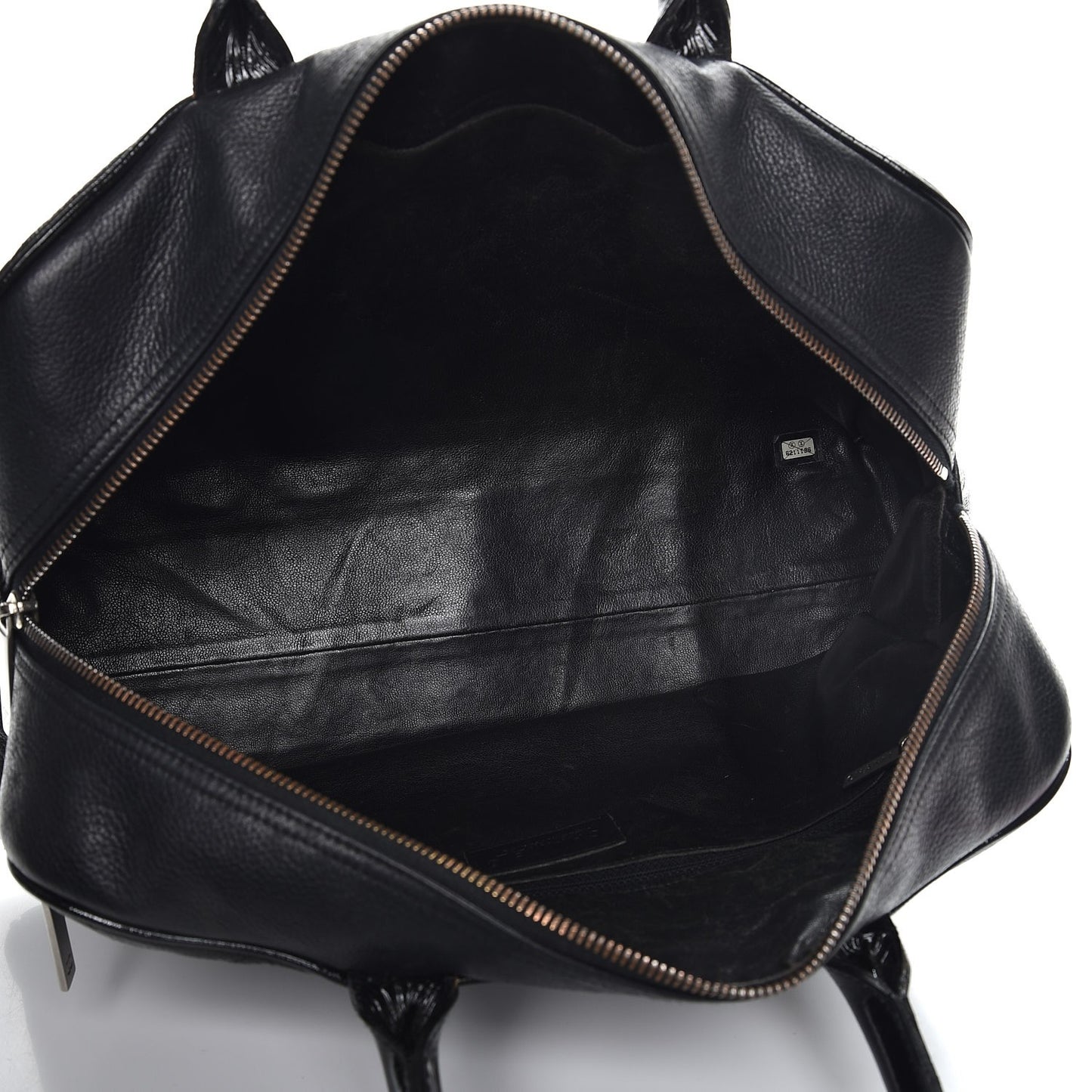 Caviar Patent Quilted Large Bowler Black