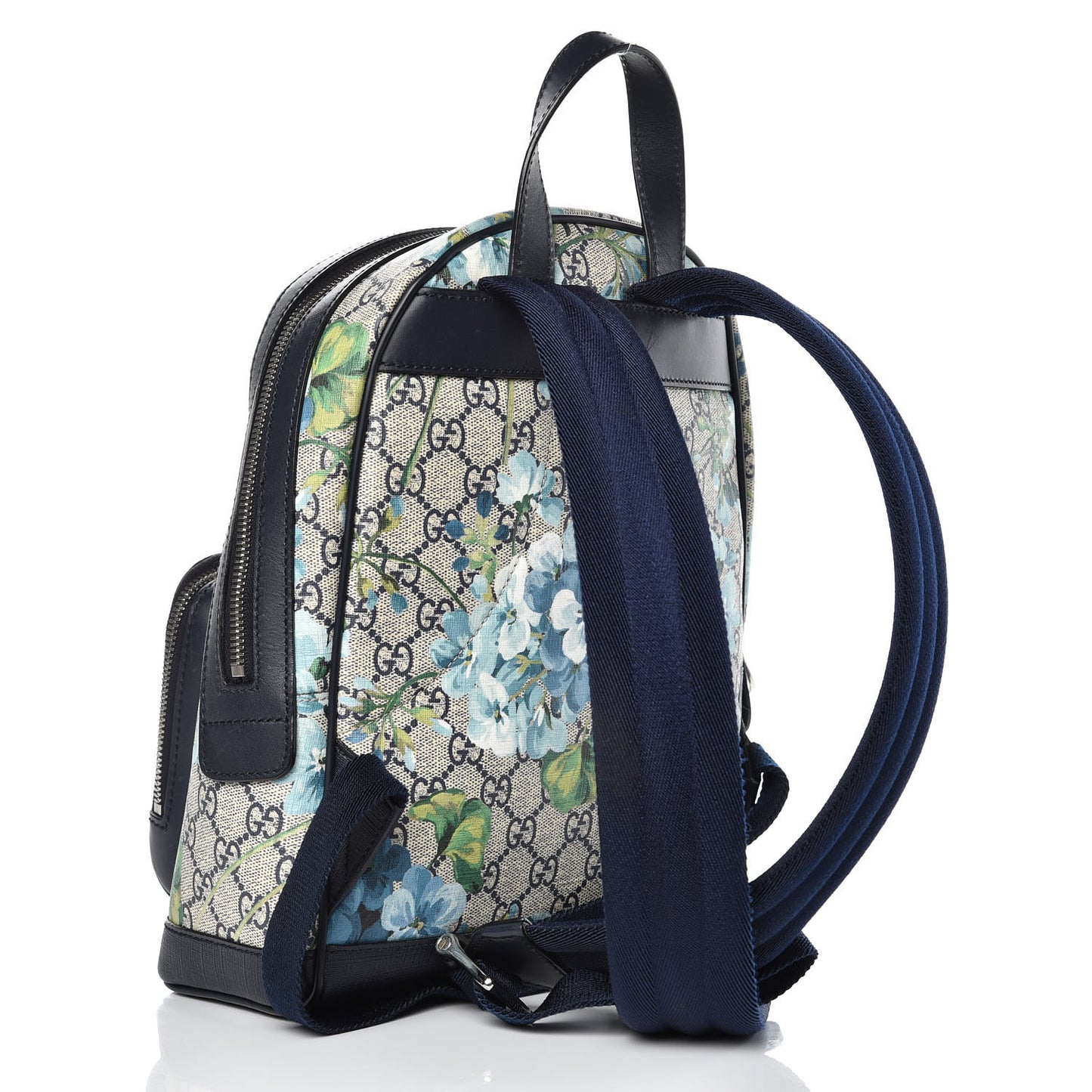 GG Supreme Monogram Blooms Small Day Backpack Blue