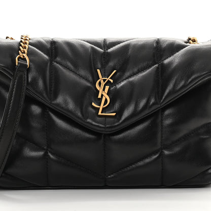 Saint Laurent Lambskin Quilted Toy Loulou Puffer Monogram Chain Satchel Black 8 of 10