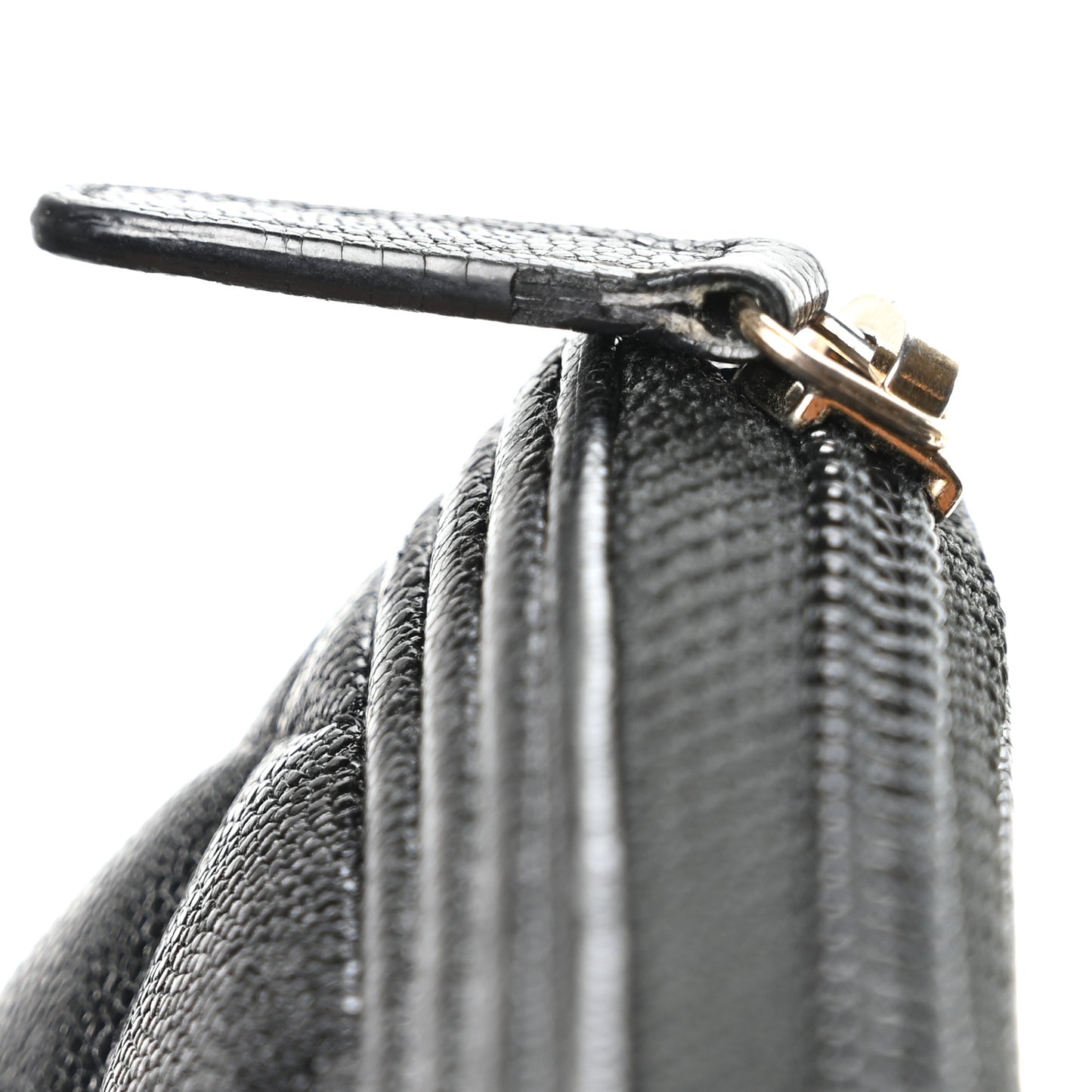 Caviar Quilted Small Boy Zip Around Wallet Black