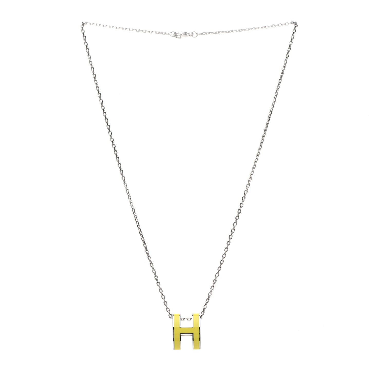 Lacquered Palladium Pop H Pendant Necklace Jaune Mimosa