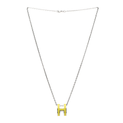 Hermes Lacquered Palladium Pop H Pendant Necklace Jaune Mimosa 3 of 6