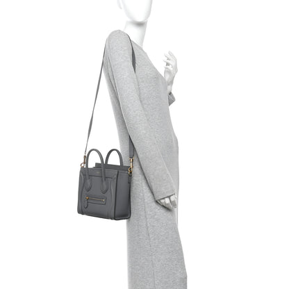 Celine Drummed Calfskin Nano Luggage  Kohl 2 of 10