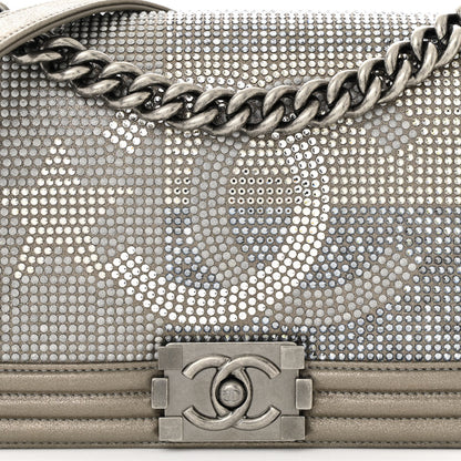 Chanel Iridescent Calfskin Quilted Strass Medium Paris Dallas Boy Flap Dark Khaki 8 of 10