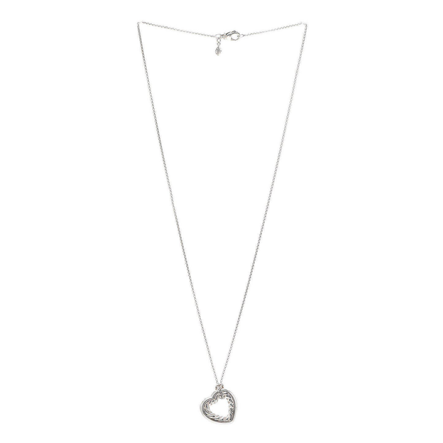 Sterling Silver 18K Yellow Gold Open Heart Cable Necklace