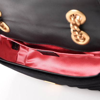 Gucci Velvet Matelasse Mini GG Marmont Shoulder Bag Black 8 of 11