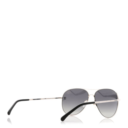 Chanel Metal Polarized CC Aviator Sunglasses 4189-T-Q Silver 4 of 8
