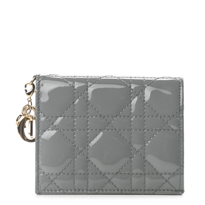 Christian Dior Patent Cannage Mini Lady Dior Wallet Gray Stone 1 of 7