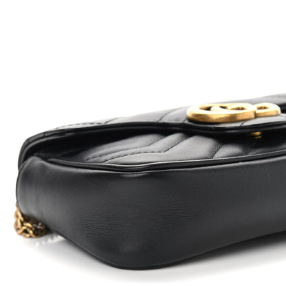 Gucci Calfskin Matelasse Super Mini GG Marmont Shoulder Bag Black 9 of 10