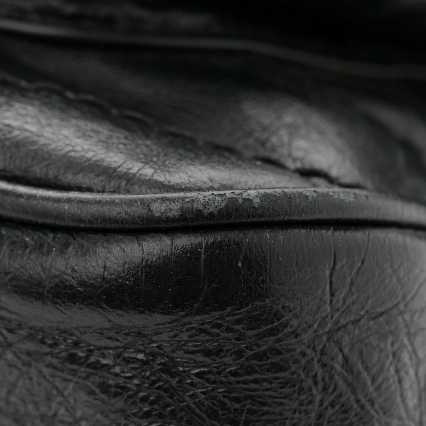 Crinkled Calfskin Matelasse Monogram Medium Niki Chain Satchel Black