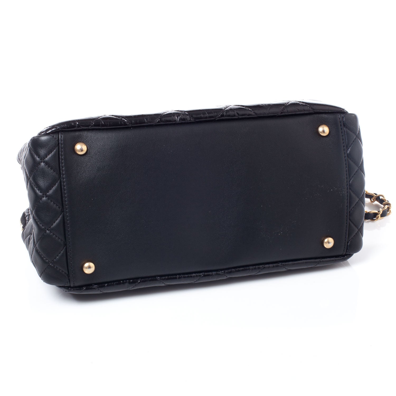 Chanel Glazed Calfskin Mademoiselle Zip Shopping Tote Black 8 of 20
