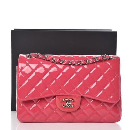 Chanel Patent Quilted Jumbo Double Flap Pink 9 of 9