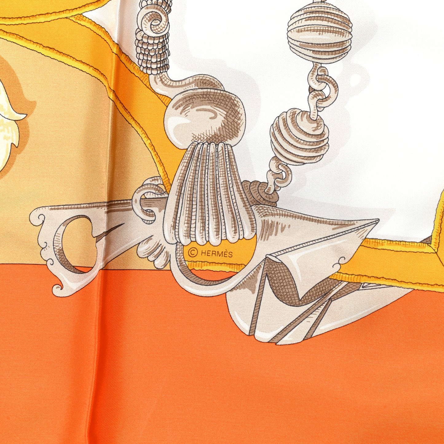 Silk L Instruction Du Roy Shawl 140 Orange White Beige