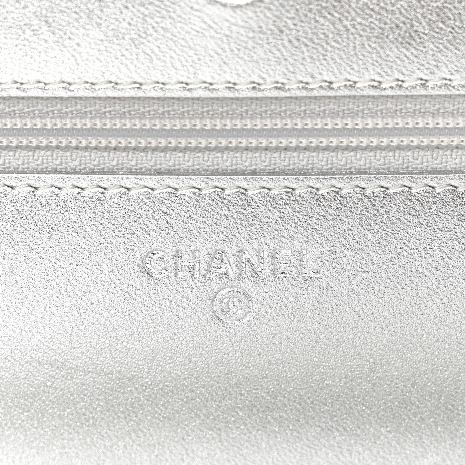 Chanel Metallic Lambskin Quilted Wallet On Chain WOC Silver 6 of 12