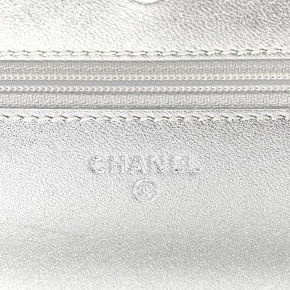 Chanel Metallic Lambskin Quilted Wallet On Chain WOC Silver 6 of 12
