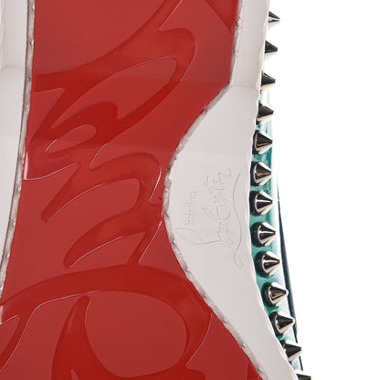Christian Louboutin Glossy Patent Steckel Spike Flats 39.5 Green Silver 7 of 8