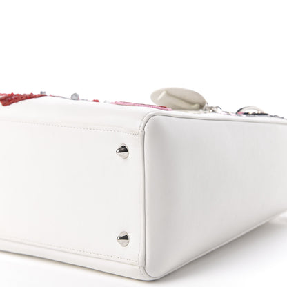Christian Dior Smooth Calfskin Embroidered Medium Lady Dior White Multicolor 8 of 11