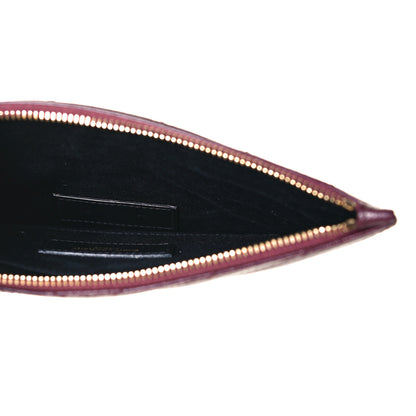 Saint Laurent Grain De Poudre Matelasse Chevron Monogram Bill Pouch Rouge Legion 5 of 8