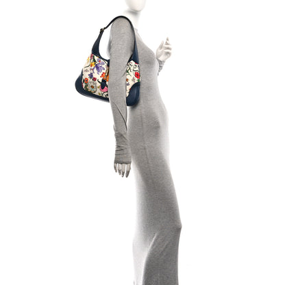 Gucci Canvas Flora Medium Jackie Hobo Blue Agata 2 of 10