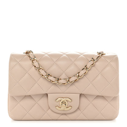 Chanel Lambskin Quilted Mini Rectangular Flap Light Beige 1 of 11