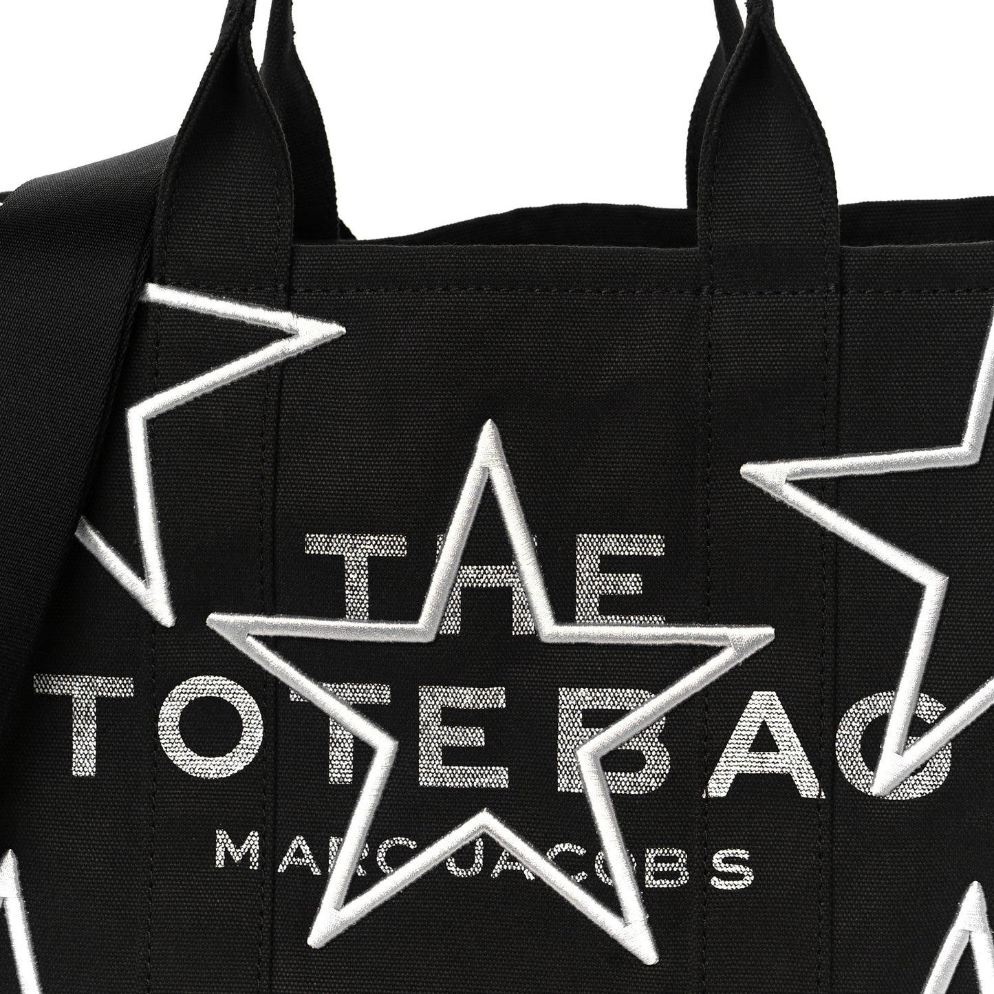 Canvas Embroidered Medium The Star Tote Bag Black